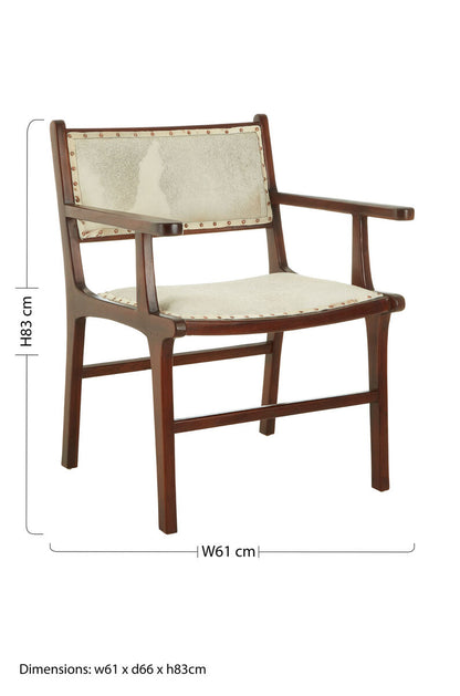 Kendari Leather and Teak Wood Dining Chair