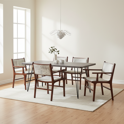 Kendari Leather and Teak Wood Dining Chair