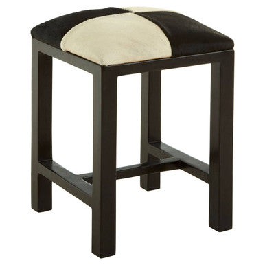 Kendari Black And White Leather Stool