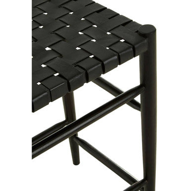 Kendari Black Woven Leather Barstool - Image 5