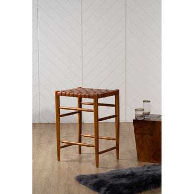 Kendari Barstool with Brown Leather Strap
