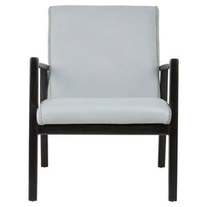 Kendari Grey Leather and Black Teak Wood Chair