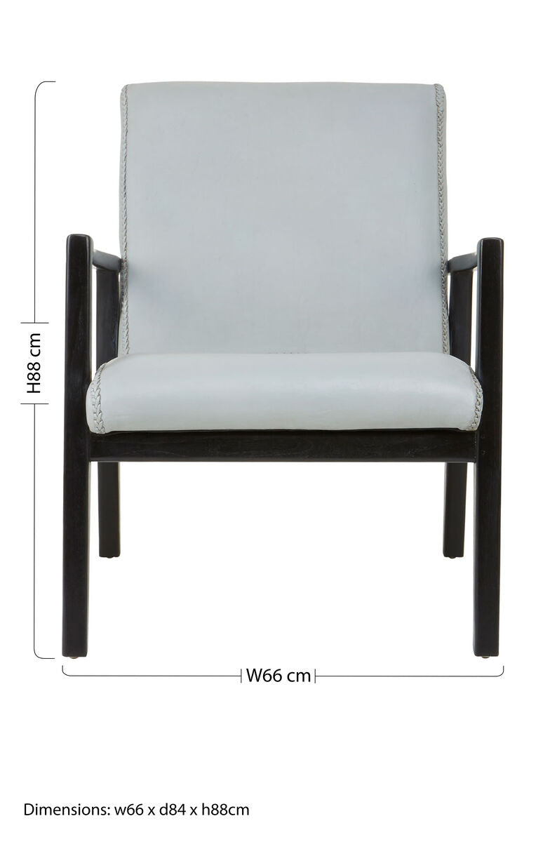 Kendari Grey Leather Chair with Black Teak Frame - Image 7