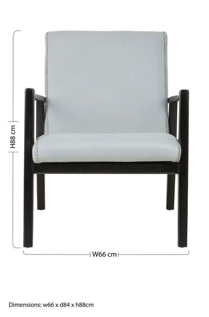 Kendari Grey Leather Chair with Black Teak Frame