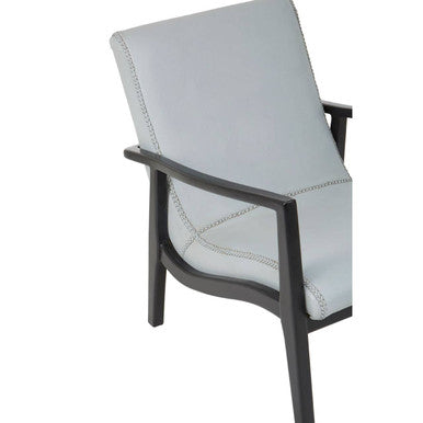 Kendari Grey Leather Chair with Black Teak Frame - Image 5