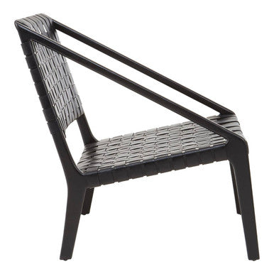 Kendari Black Cow Leather Woven Chair