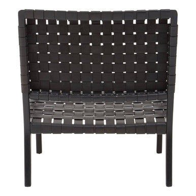 Kendari Black Cow Leather Woven Chair - Image 4