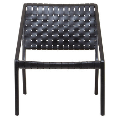 Black woven chair on a white background