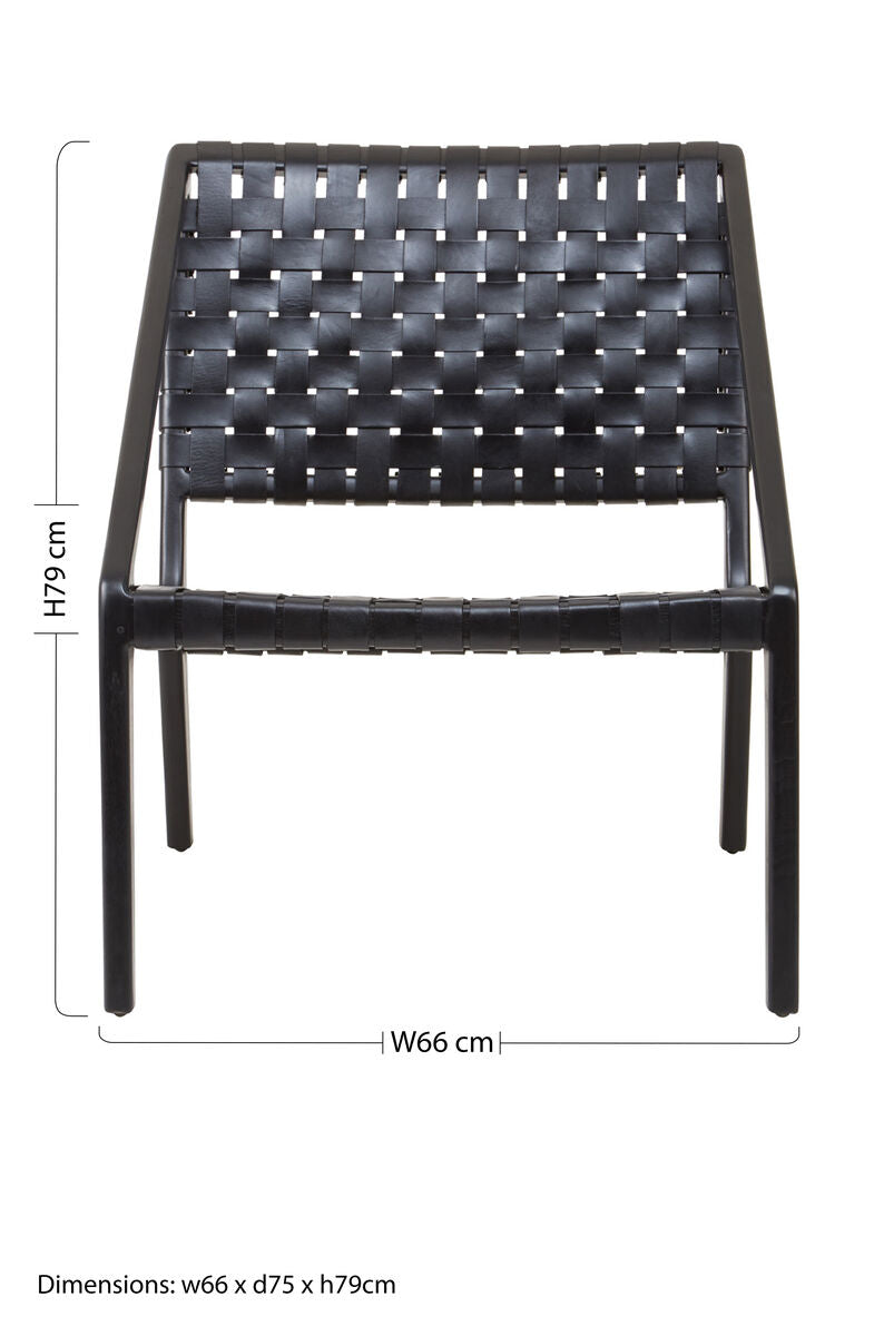 Kendari Black Cow Leather Woven Chair - Image 7