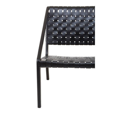 Kendari Black Cow Leather Woven Chair - Image 6