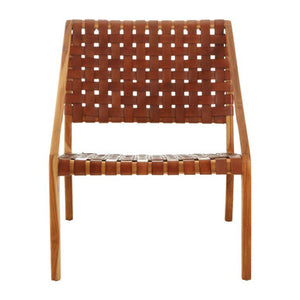Kendari Tan Strapped Leather And Teak Chair