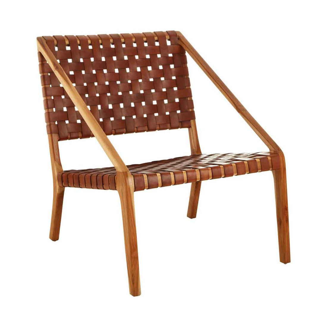 Kendari Tan Strapped Leather And Teak Chair