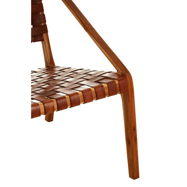 Kendari Tan Woven Leather And Teak Chair - Image 8