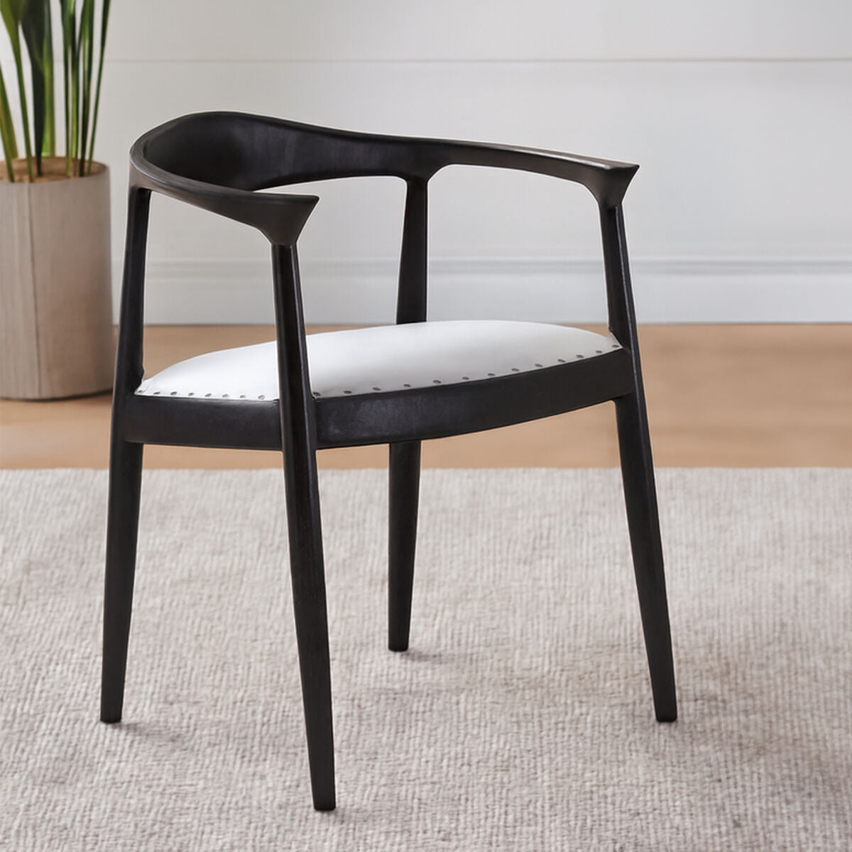 Kendari Open Back Grey Leather Chair