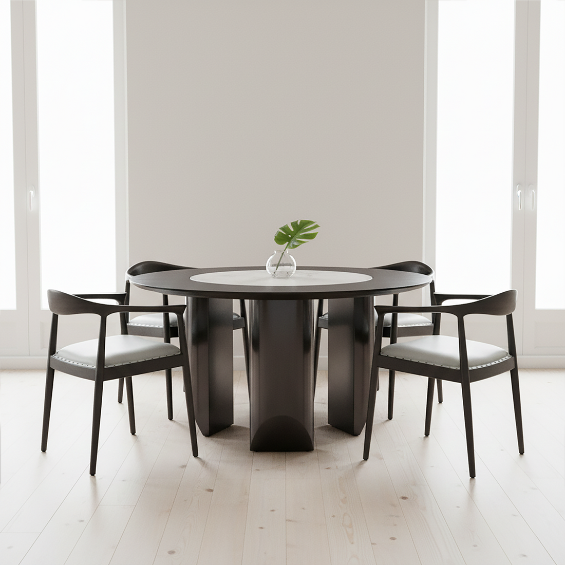 Kendari Open Back Grey Leather Chair - Image 4