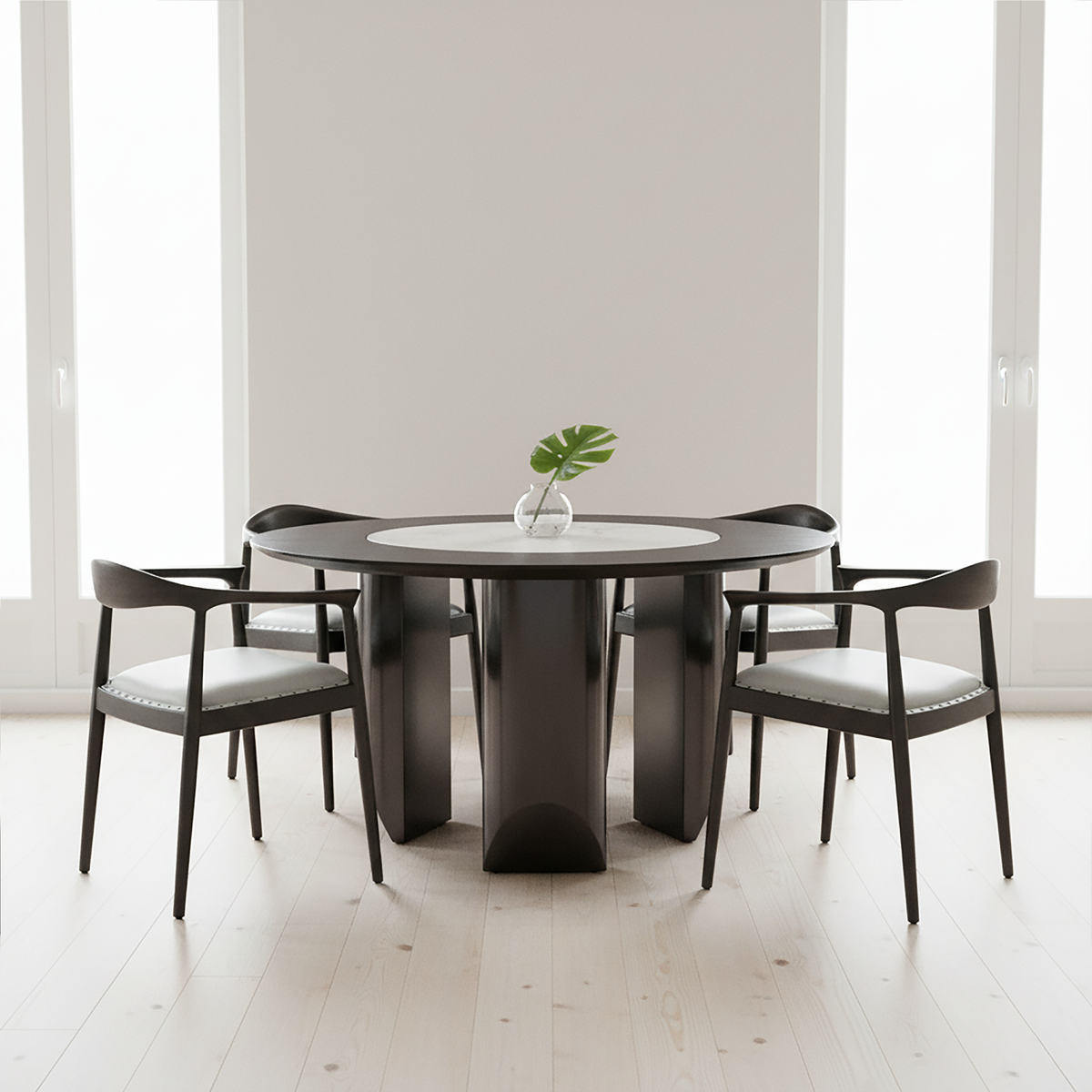 Kendari Open Back Grey Leather Chair