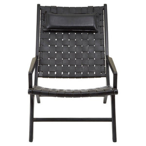 Kendari Black Leather Woven Chair