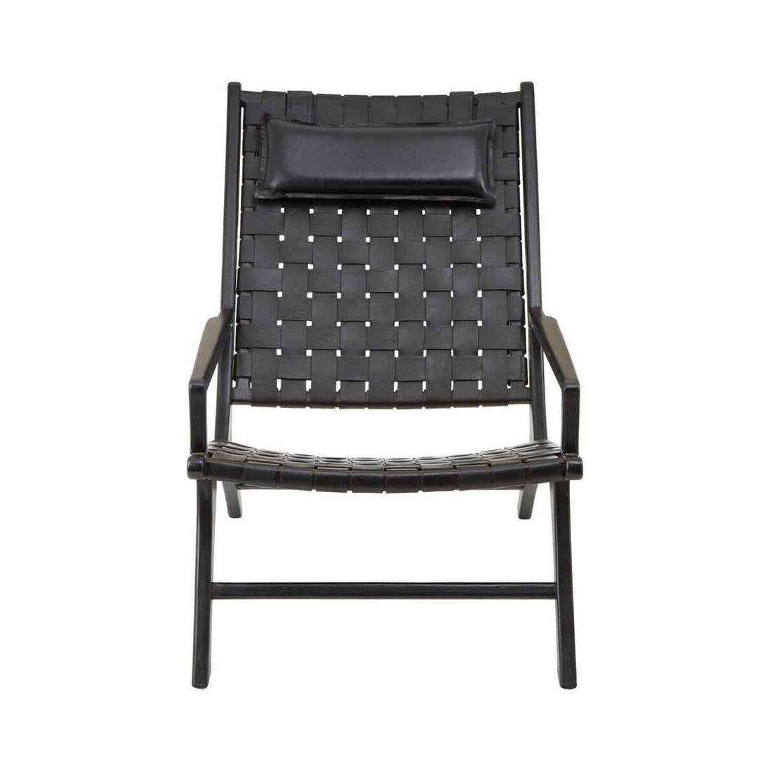 Kendari Black Leather Woven Chair