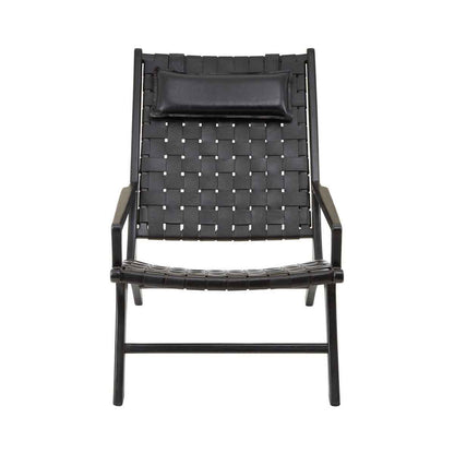 Kendari Black Leather Woven Chair