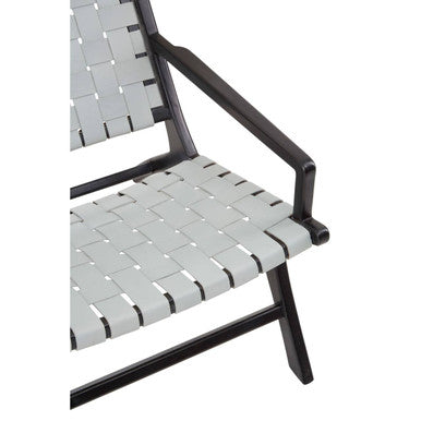 Kendari Grey Cow Leather Woven Chair