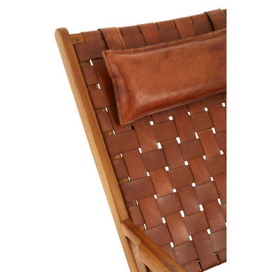 Kendari Teak Wood And Leather Chair