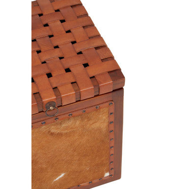 Kendari Hair on Leather Storage Stool - Image 7