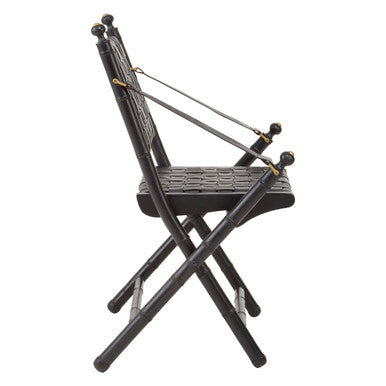 Kendari Black Strapped Leather And Black Teak Wood Chair