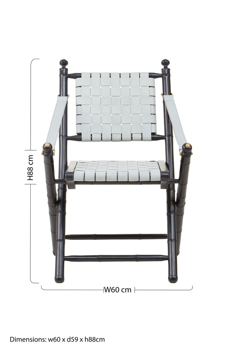 Kendari White Leather And Black Teak Wood Chair - Image 8