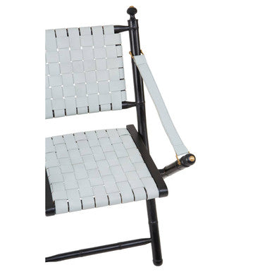 Kendari White Leather And Black Teak Wood Chair - Image 6