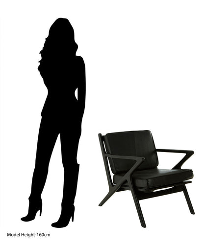 Kendari Black Teak Wood Frame Armchair with Cushions