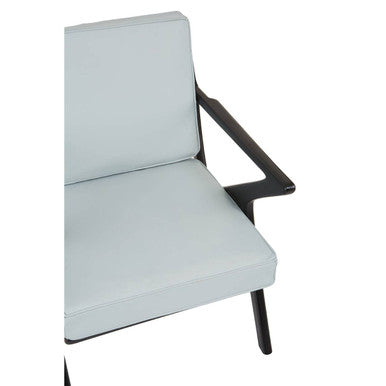 Kendari Grey Leather and Black Teak Wood Armchair - Image 6
