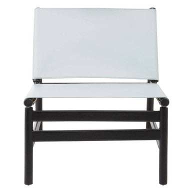 White chair with black frame on a white background