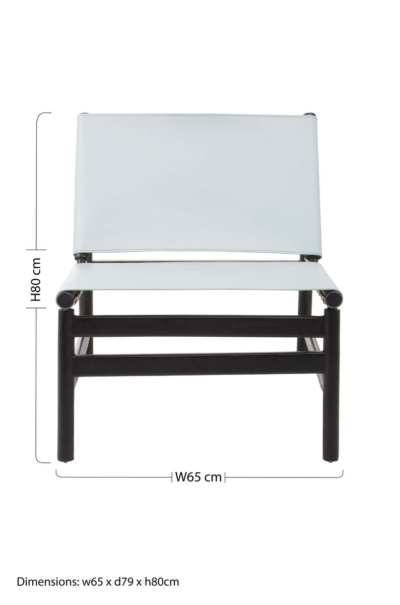 Kendari Grey Leather and Black Teak Modern Sling Chair - Image 9