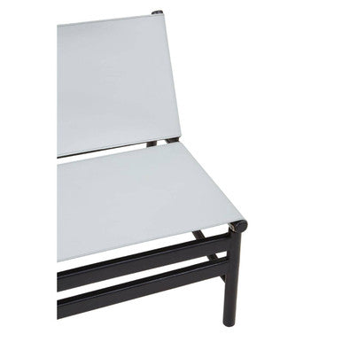 Kendari Grey Leather and Black Teak Modern Sling Chair - Image 7