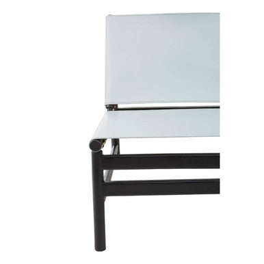 Kendari Grey Leather and Black Teak Modern Sling Chair - Image 8