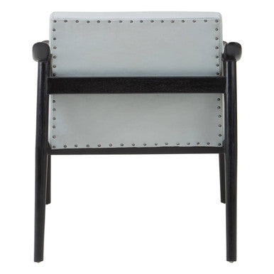 Kendari Grey Leather Armchair with Black Teak Wood Frame - Image 4