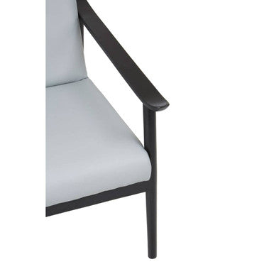 Kendari Grey Leather Armchair with Black Teak Wood Frame - Image 5