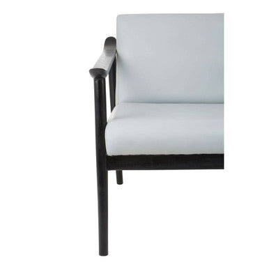 Kendari Grey Leather Armchair with Black Teak Wood Frame - Image 6