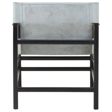Kendari Grey Leather and Black Teak Wood Chair - Image 4