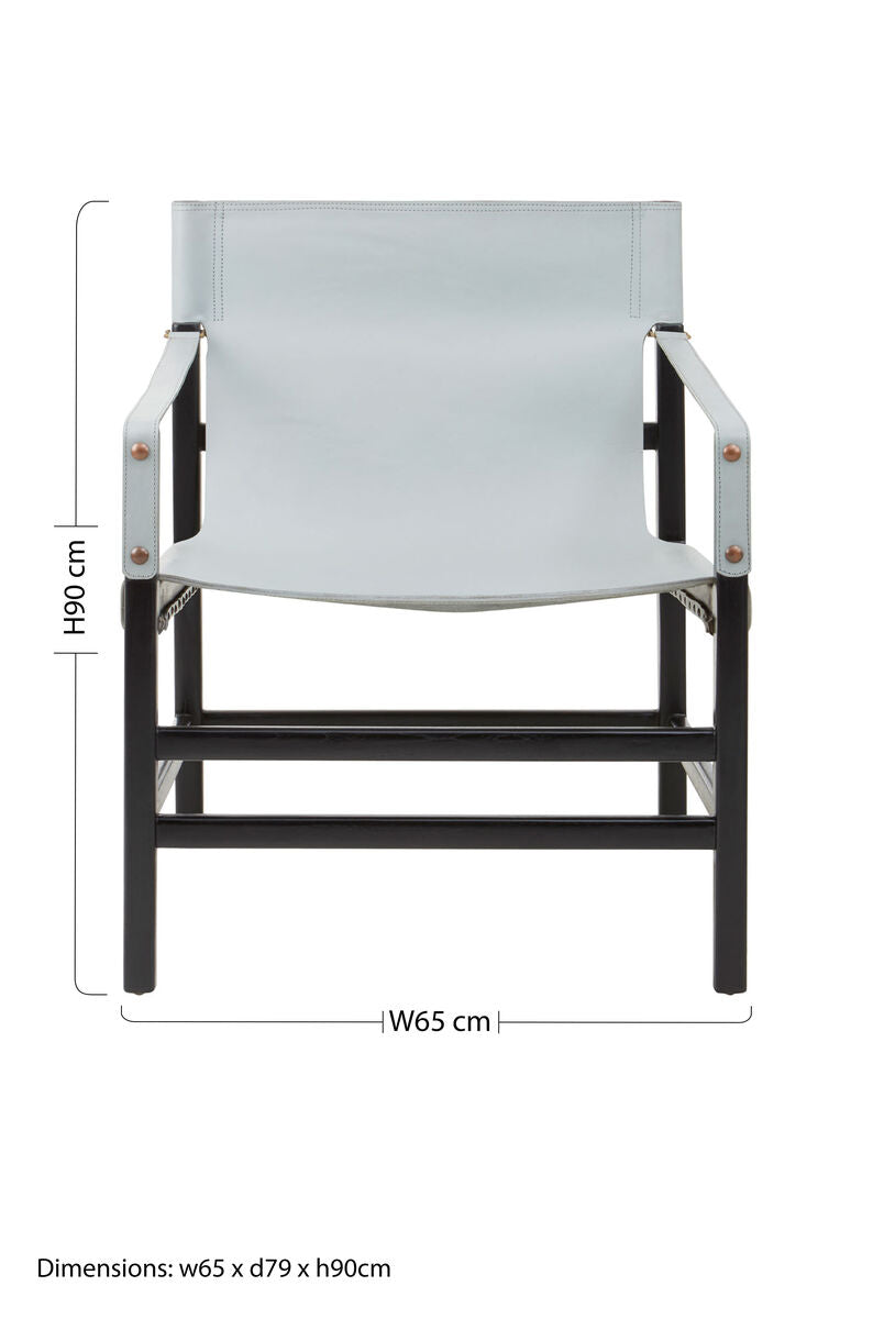 Kendari Grey Leather and Black Teak Wood Chair - Image 7