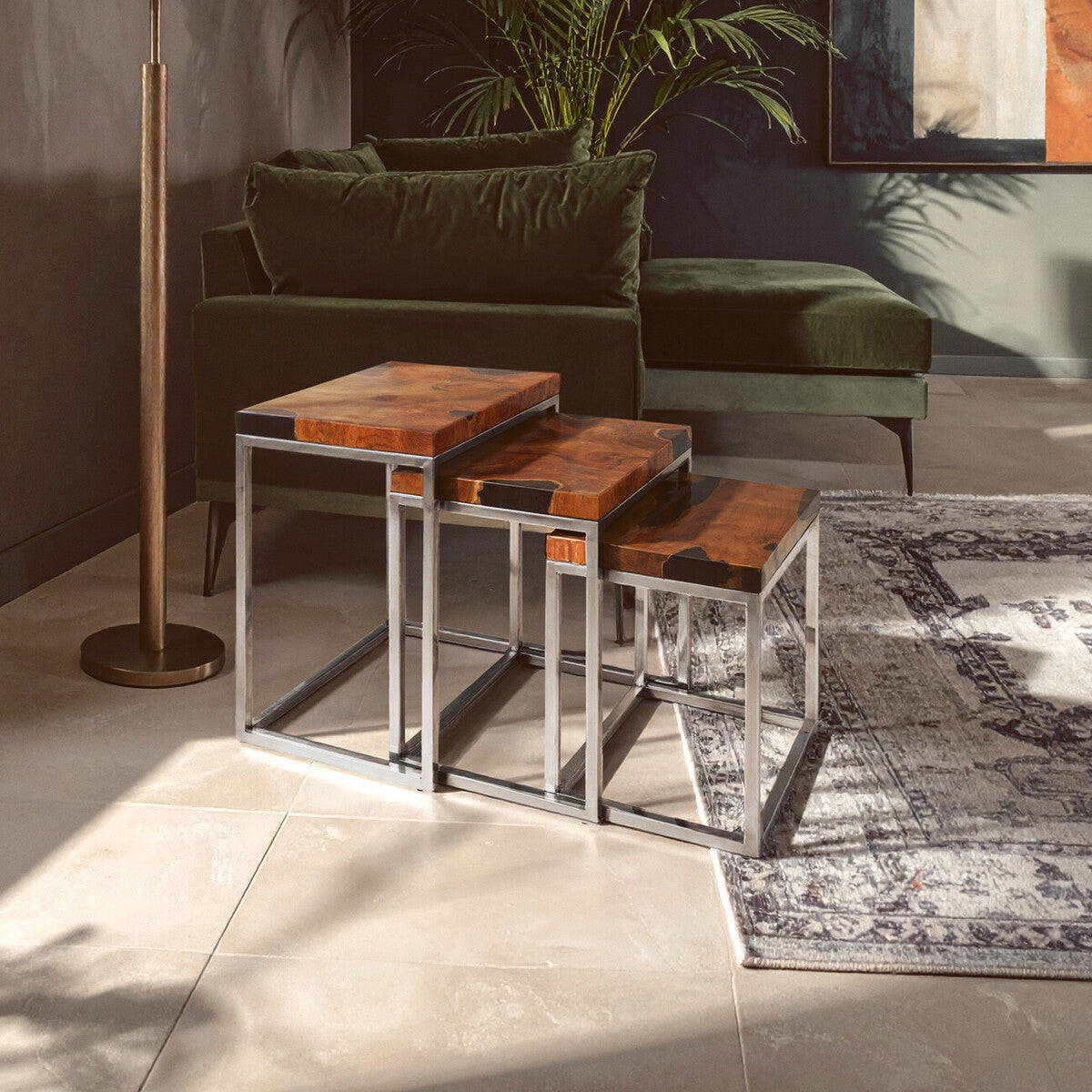 Surak Set Of 3 Teak Wood Nesting Tables