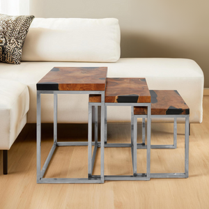 Surak Set Of 3 Teak Wood Nesting Tables