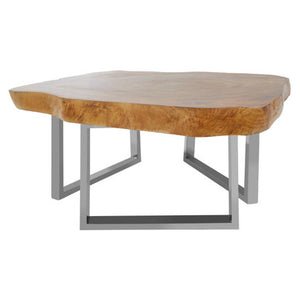 Surak Natural Teak Wood Live Edge Coffee Table