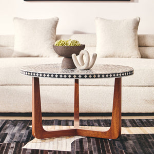 Fusion Mother of Pearl and Mango Wood Round Coffee Table