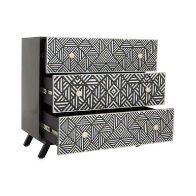 Fusion Black and Mother of Pearl Chest of 3 Drawers - Image 3