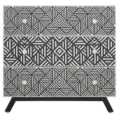 Fusion Black and Mother of Pearl Chest of 3 Drawers - Image 10