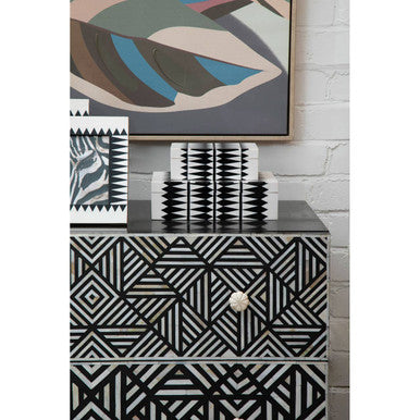 Fusion Black and Mother of Pearl Chest of 3 Drawers - Image 6
