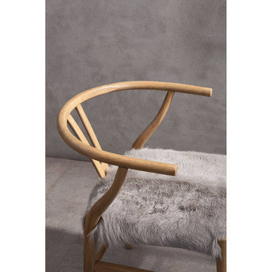 Hazel Natural Oak Wood and Grey Fur Dining Chair - Image 7