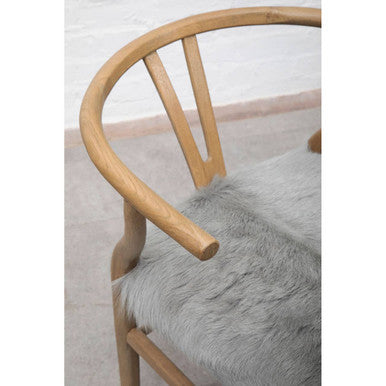 Hazel Natural Oak Wood and Grey Fur Dining Chair - Image 9