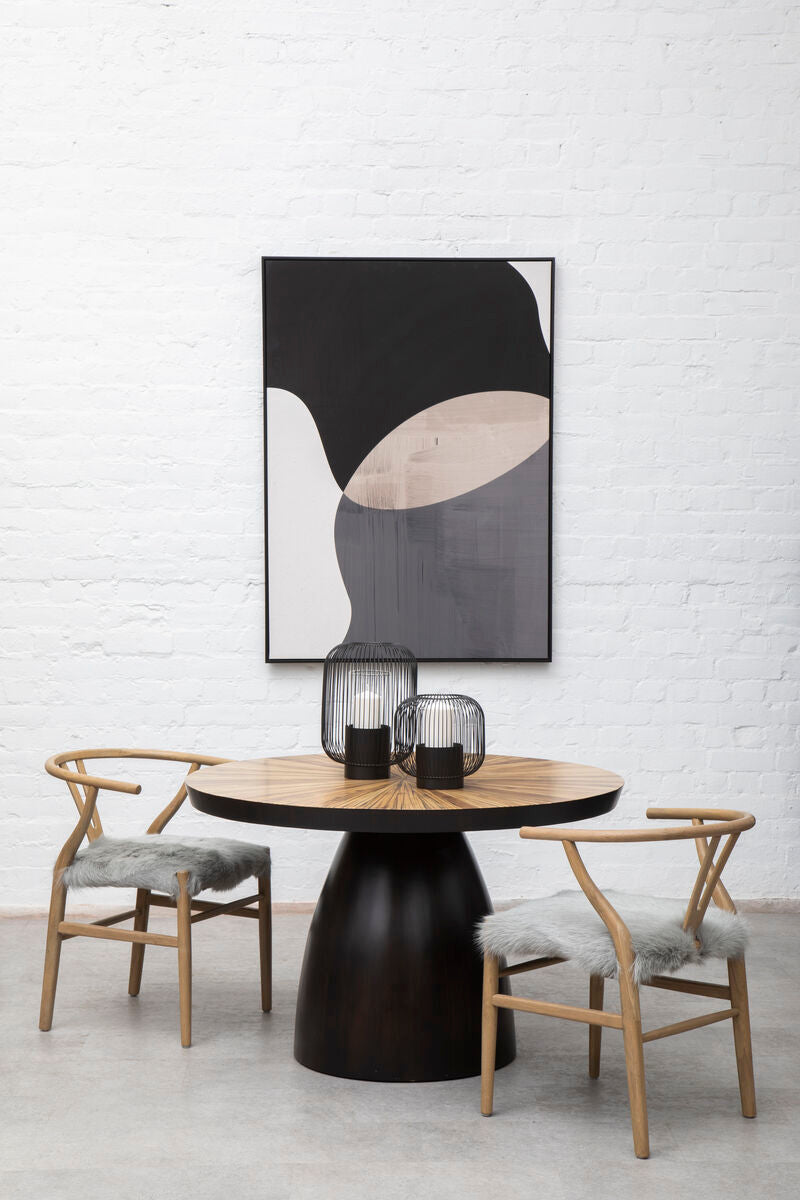 Hazel Natural Oak Wood and Grey Fur Dining Chair